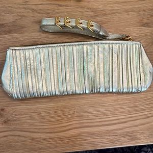 Miu Miu gold leather clutch/wristlet